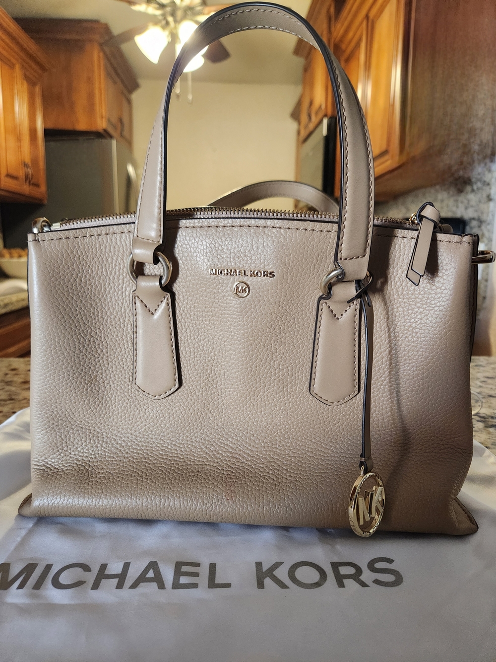 Michael Kors Taupe Leather Satchel Handbag